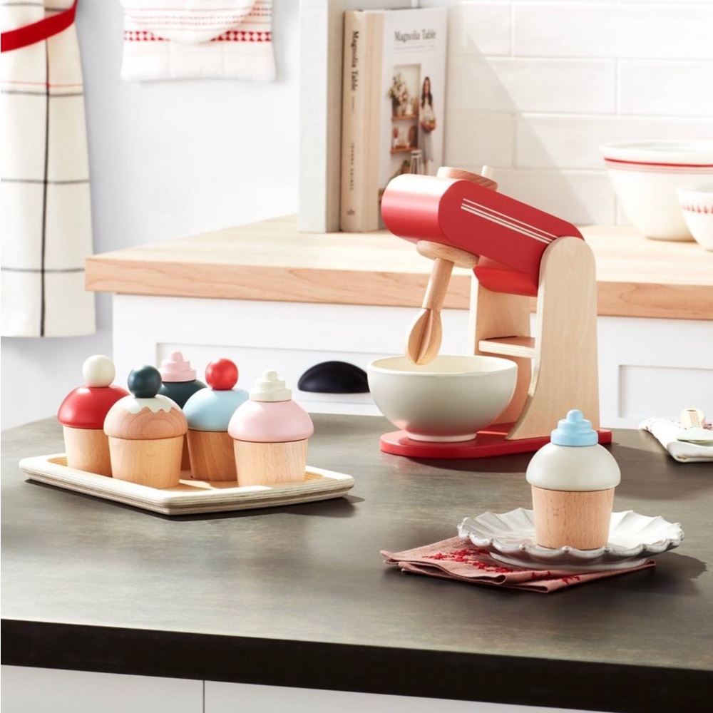 NWT Hearth and Hand with Magnolia Wooden Toy Kitchen Mixer SOLD OUT!